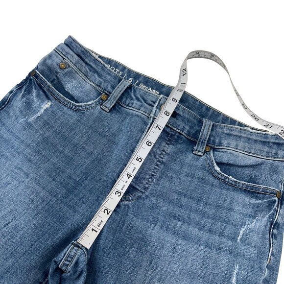 Talbots Womens Flawless Slim Ankle Jeans Size 6 Medium Wash Distressed Denim - Picture 4 of 12